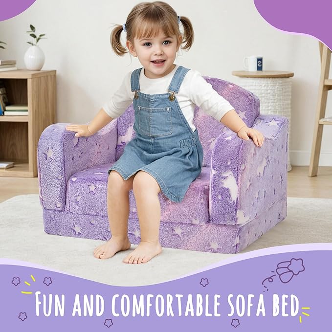 aodisman Thick Comfy Kids Chair and Couch,Foldable Plush Sofa with Pocket