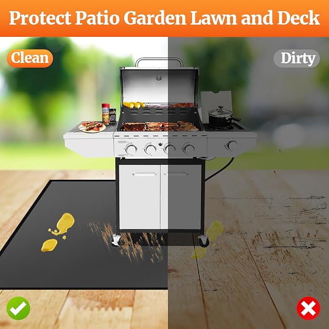 60 ×52 Inch Under Grill Mats for Outdoor Grill & Grill Mat for Under BBQ