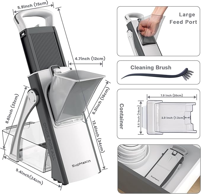 SupMaKin Safe Mandoline Slicer Plus for Kitchen Adjustable Vegetable Slicer