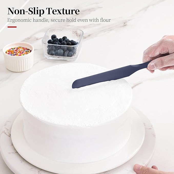 Lilybeam 600ºF Heat Resistant Silicone Spatula Spoonula Set of 4, Blue