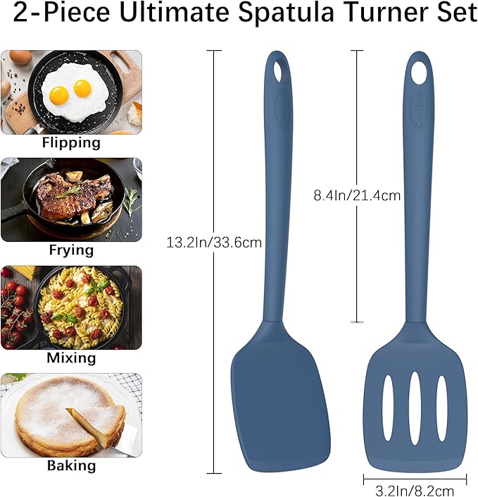 Coukre 2 Pack Silicone Spatula Set,High Heat Resistant, BPA-Free