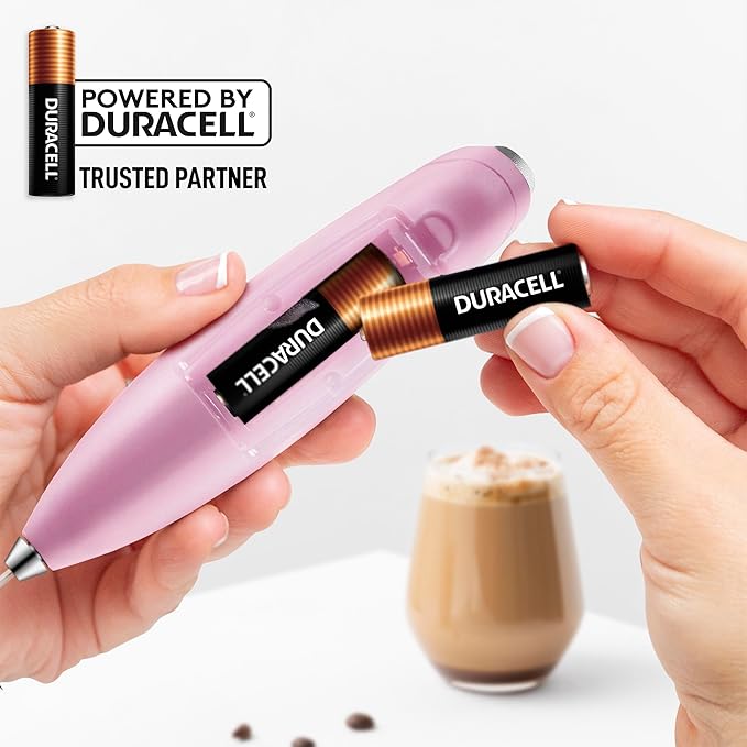 Zulay Kitchen Powerful Milk Frother Wand With Duracell Batteries - Ultra Fast Handheld Drink Mixer - Electric Whisk Foam Maker for Coffee, Lattes, Cappuccino & Matcha - Triple Whisk - Mint Candy