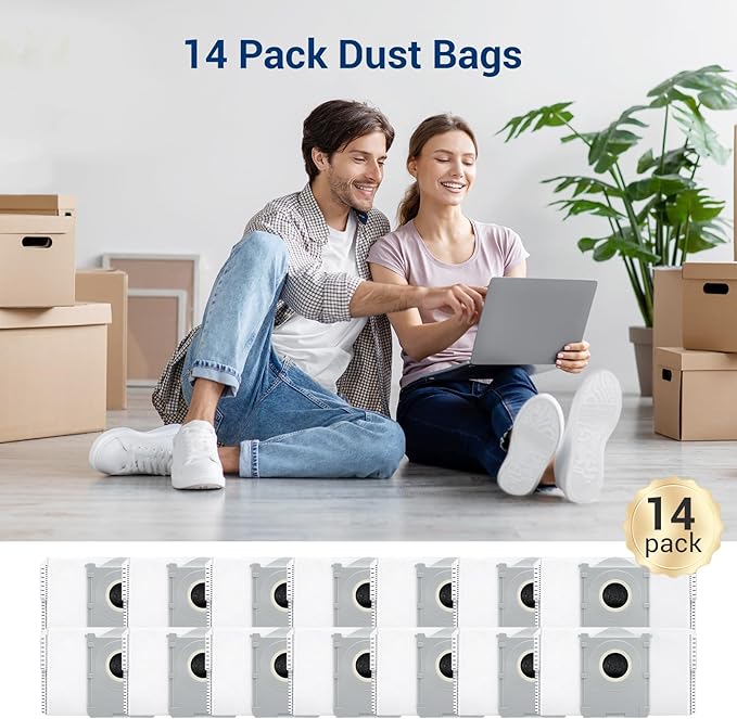 Bluearks 14 Pack Dust Bags for Ecovacs X8 X9 T30C T50 T80 M14 S14 S16