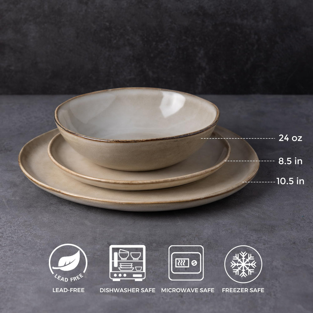 AmorArc Ceramic Dinnerware Sets for 8, 24Pcs Plates and Bowls Sets Dishes