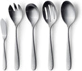 Danialli Matte Silverware Set, 18/10 Stainless Steel Satin Flatware, Modern Brushed Finish Cutlery, Dishwasher Safe & Durable, Built to Last (10-Piece Serving Set, Fidenza Hammered)