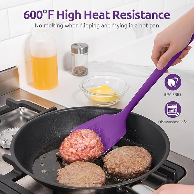 U-Taste Silicone Turner Cooking Spatula, 13.6" Long/3.7" Wide, Purple