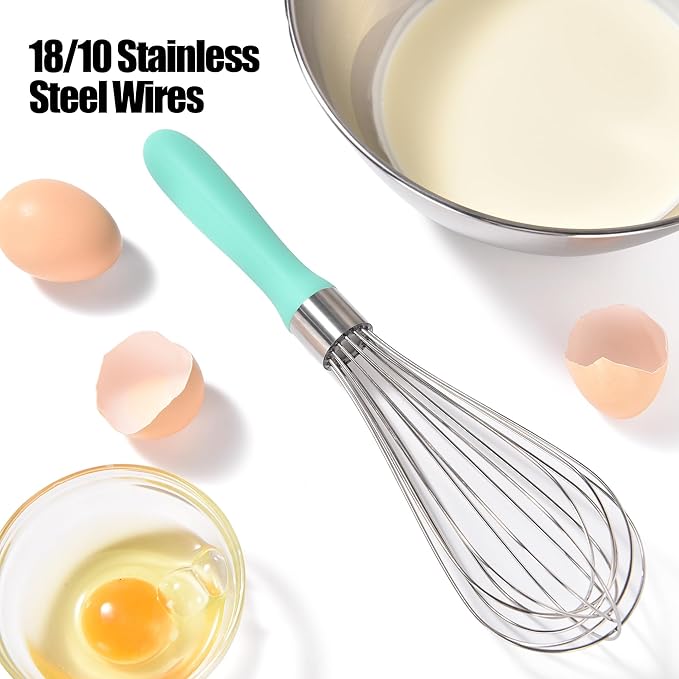 Doosu 18/8 Stainless Steel Balloon Whisk for Cooking (8 Wires, Aqua Sky)