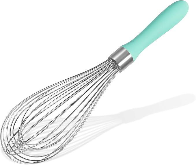 Doosu 18/8 Stainless Steel Balloon Whisk for Cooking (12 Wires, Aqua Sky)