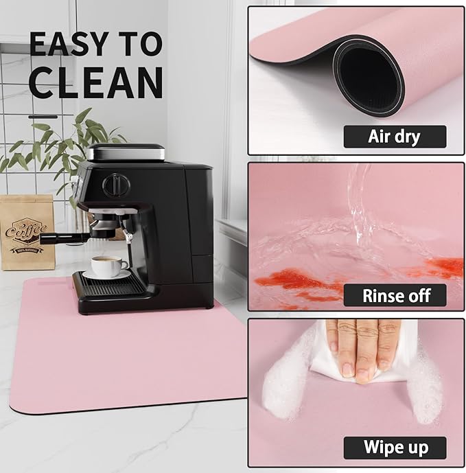 HotLive Coffee Mat - Absorbent Hide Stain Rubber Backed Dish Drying Mat for Kitchen Counter - Bar Mats for Countertops Accessories Fit Under Coffee Maker Espresso Machine