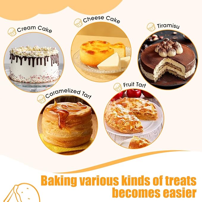 tutikuki 6 Inch Cake Pan - 3PCS Nonstick Round Cake Pans with 100 PCS Parchment Paper, Carbon Steel Smash Cake Baking Pans with Handle, Dishwasher Safe