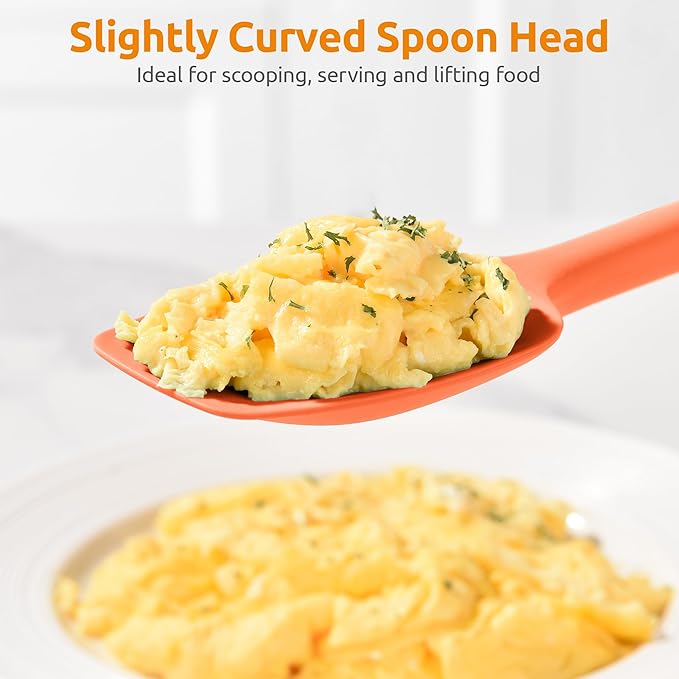 U-Taste 14" Long Silicone Spoonula, 600°F High Temp Spoon Spatula, Orange