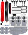30pcs Accessories Kit for Roborock S8 MaxV Ultra/S8 Max Ultra Robot Vacuum Cleaner, Replacement parts with 6 Activated Carbon Dust Bags, 2 Main Brushes, 4+4 Mop Cloths, 4 HEPA Filters, 6 Side Brushes
