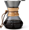 Lalord Pour Over Coffee Maker, 600ml/20oz Borosilicate Glass Carafe, Stainless Steel Filter, Wooden Collar, 3-4 Cups Serving, Gray