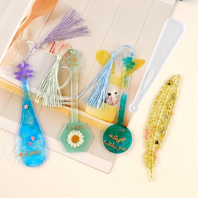 5Pcs Bookmark Resin Silicone Mold, Classical Instruments Bookmarks Molds