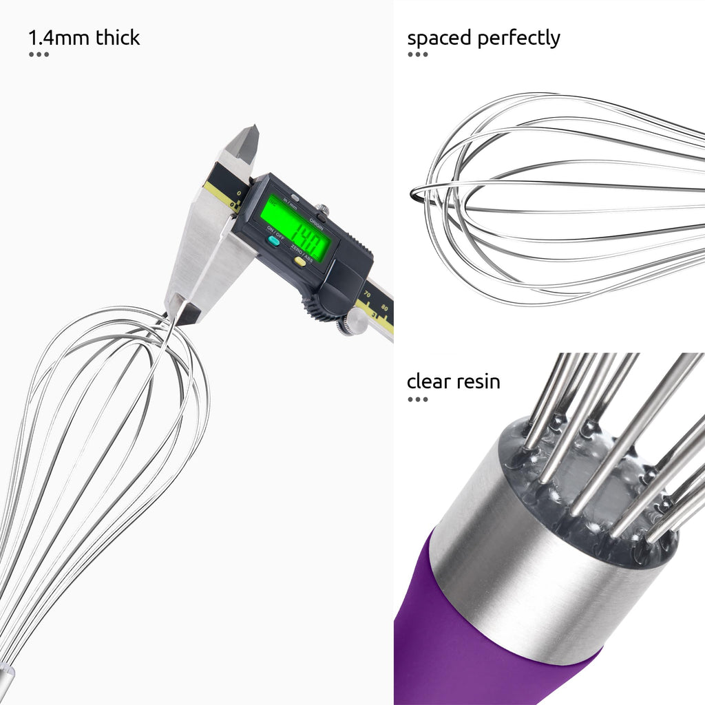 U-Taste Wire Whisk for Cooking, 18/10 Stainless Steel Balloon Wisk,S/Purple