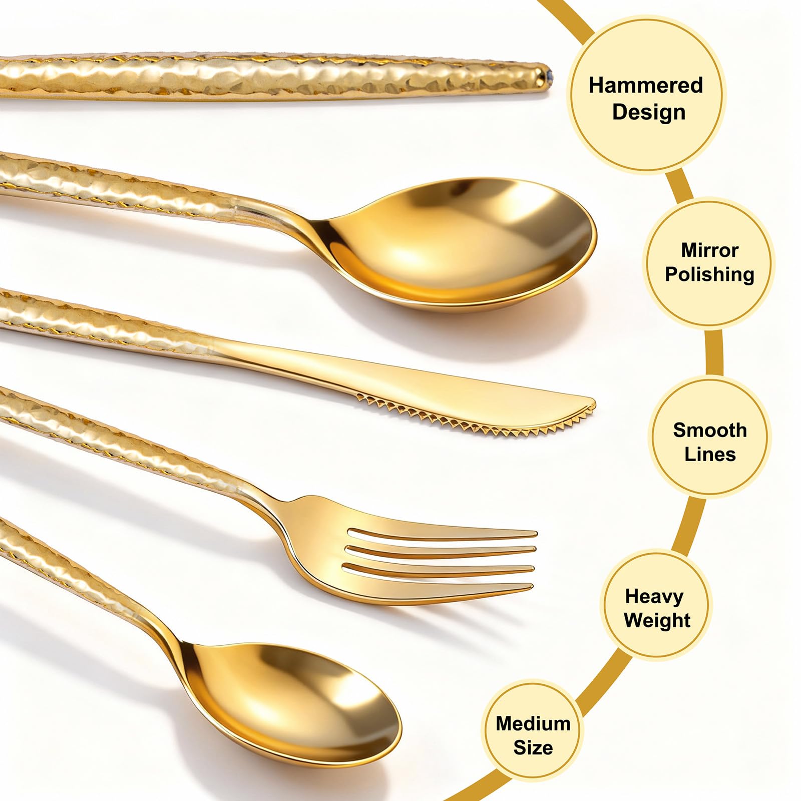Rubtlamp 90Pcs Gold Plastic Silverware, Gold Disposable Utensils, Hammered Plastic Silverware, Plastic Forks And Spoons Set Include 30 Forks, 30 Knives,30 Spoons For Daily Use