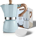 AGOGO Moka Pot Stovetop Espresso Set & Cuban Coffee Maker 6-Cup/300ml Blue
