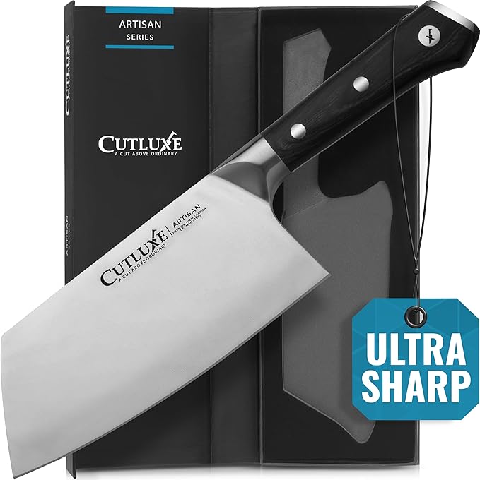 Cutluxe Meat Cleaver Knife, 7" Heavy Cleaver Butcher Knife – German Steel