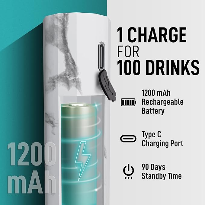 Zulay Froth N Go Milk Frother – Rechargeable 3-in-1 Handheld Frother Wand with Travel Case & USB-C Charger – Single, Double & Egg Whisk for Latte, Cappuccino, Matcha, Protein Shakes - Frosted Marble
