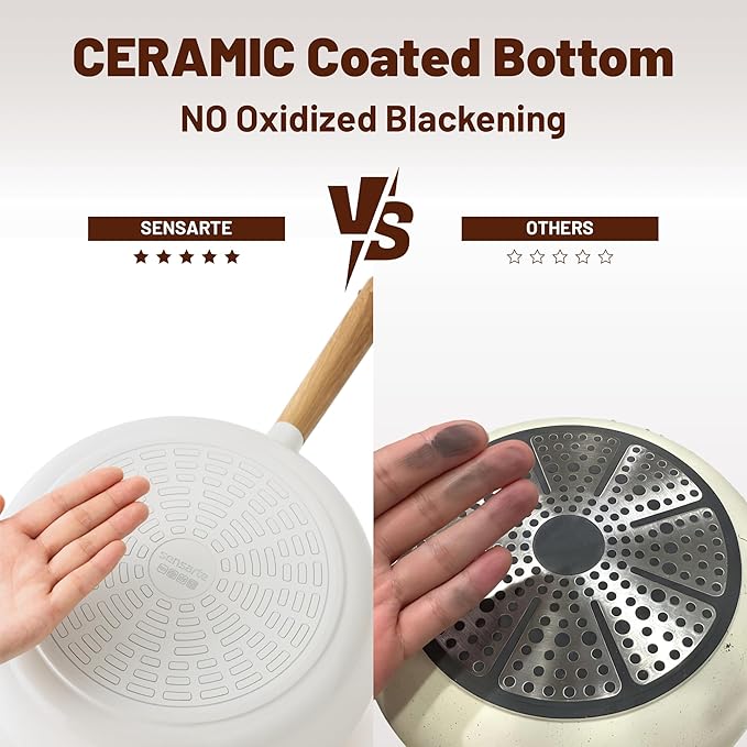 SENSARTE 17Pcs Ceramic Nonstick Cookware Set Non-toxic Healthy Pots and Pans Set Ceramic Kitchen Cooking Frying Pans with Stay-cool Handle, PFAS/PTFE/PFOA Free, Dishwasher Safe, Induction Compatible