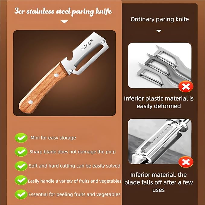 ANMIOU Vegetable Peeler Wooden Handle Sharp Stainless Steel Blade for Fruit