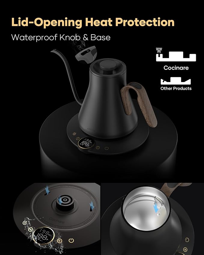 INTASTING Gooseneck Electric Kettle with ±1℉ Temperature Control 0.9 Liter