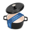 Misen 7 QT Enameled Cast Iron Dutch Oven - Chip-Resistant Enamel Coating - Thick Iron Core For Heat Retention - Large Cooking Surface - Oven Safe, Induction Compatible - Traditional Lid, Black