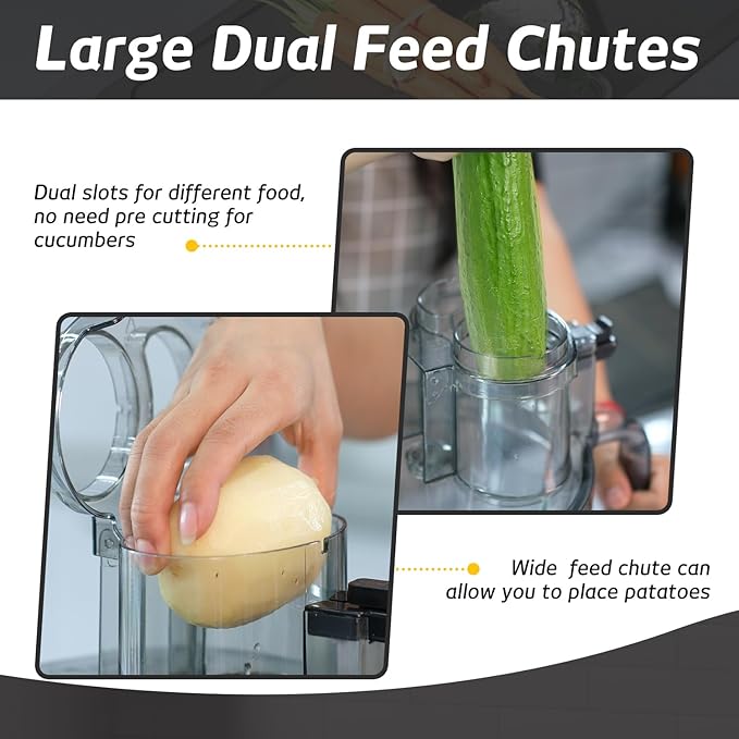 Magiccos 14-Cup French-Fry-Cutter Large Food-Processors - Large Feed Chute, Grey Color, Cheese Shredding, Meat Chopping, Shredding and Slicing, Mixing and Doughing, for Home Use