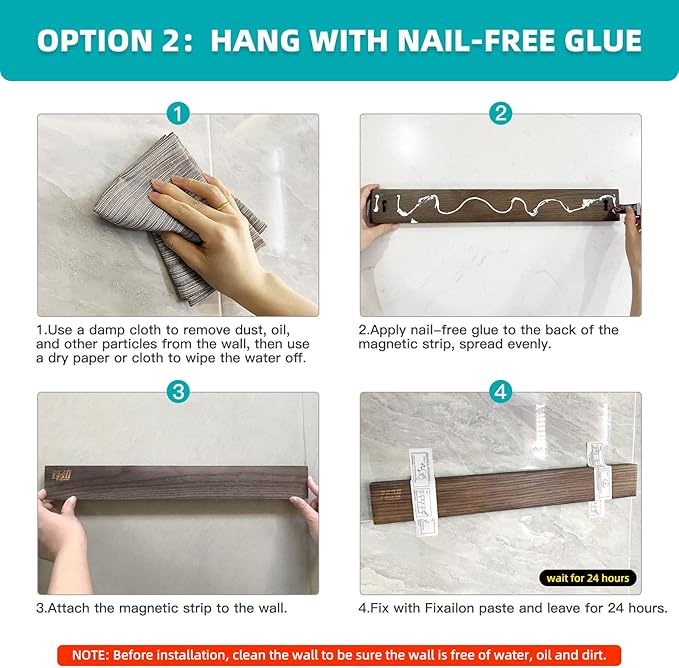 FINDKING Ash Wood Magnetic Knife Strip, Wall Mounted Wooden Knife Holder with Strong Magnets for Kitchen Organization, 12 Inch Dark Brown, Without Knives