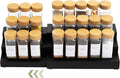 KitchenEdge Expandable Spice Rack Organizer for Cabinet, 3-Tier Shelf for Spice Organization (11” to 22”), Fits 36 Spice Jars, Seasoning and Pantry Storage, Non-Slip Feet, 100% Bamboo, Black Finish