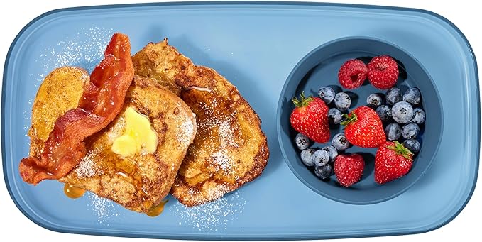 madesmart dipware Small Serving Plate, Stackable & Removable Dip Bowl for Salsa, Queso, Salad, Olives, Dishwasher & Microwave Safe, Multipurpose Plate & Bowl, Blue