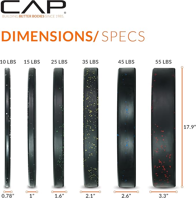 CAP 260lb Economy Speckled Olympic Bumper Plate Weight Set