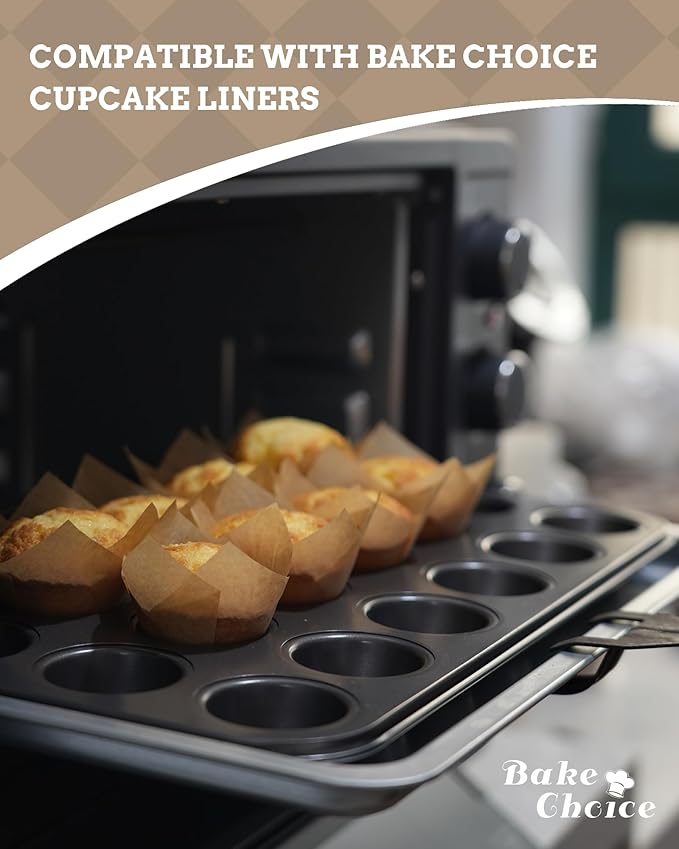 Bake Choice Mini Muffin Pan with 200 Cupcake Liners, Mini Cupcake Pans