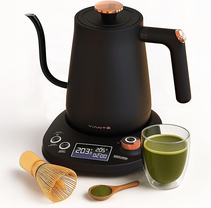Viante Electric Gooseneck Kettle 0.8L, Pour Over Coffee & Tea, Temp Control