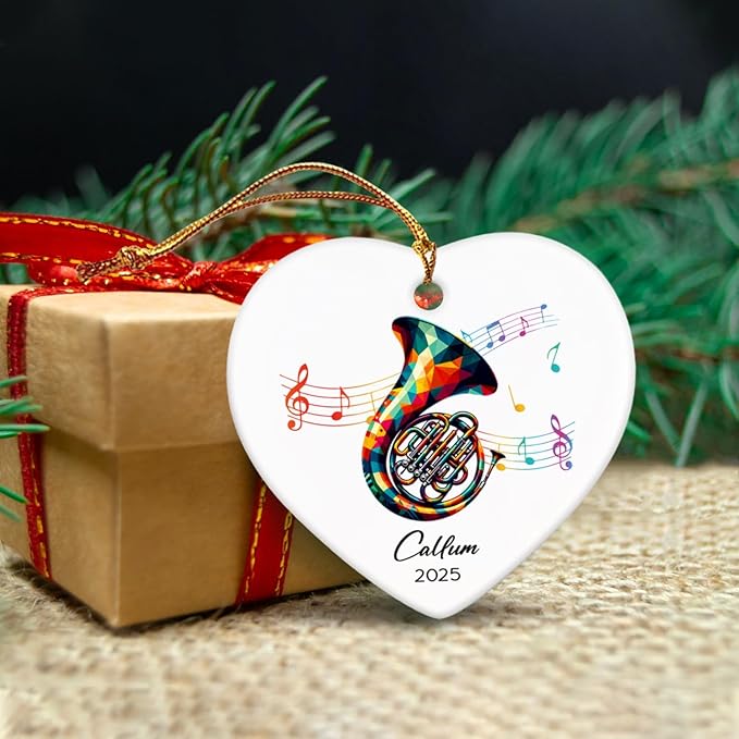 French Horn Ceramic Ornaments, Customized Name & Year French Horn Player Christmas Ornament Gifts, Musical Instrument Ornaments Xmas Tree, Personalized Music Lovers Ceramic Ornament Decoration 2026