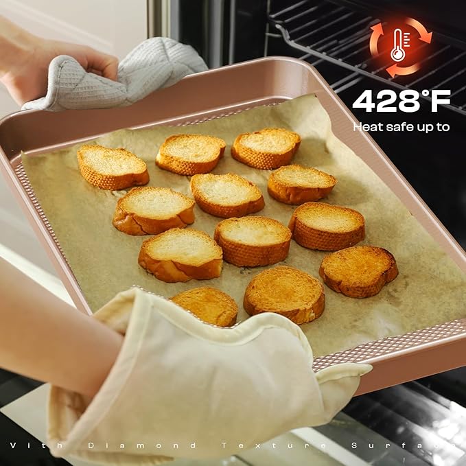 12-Piece Nonstick Bakeware Set with Baking Pan - Ceramic Coated Gold