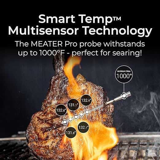 MEATER Pro Smart Meat Thermometer, Walnut, Bluetooth, 1000°F, Long Range