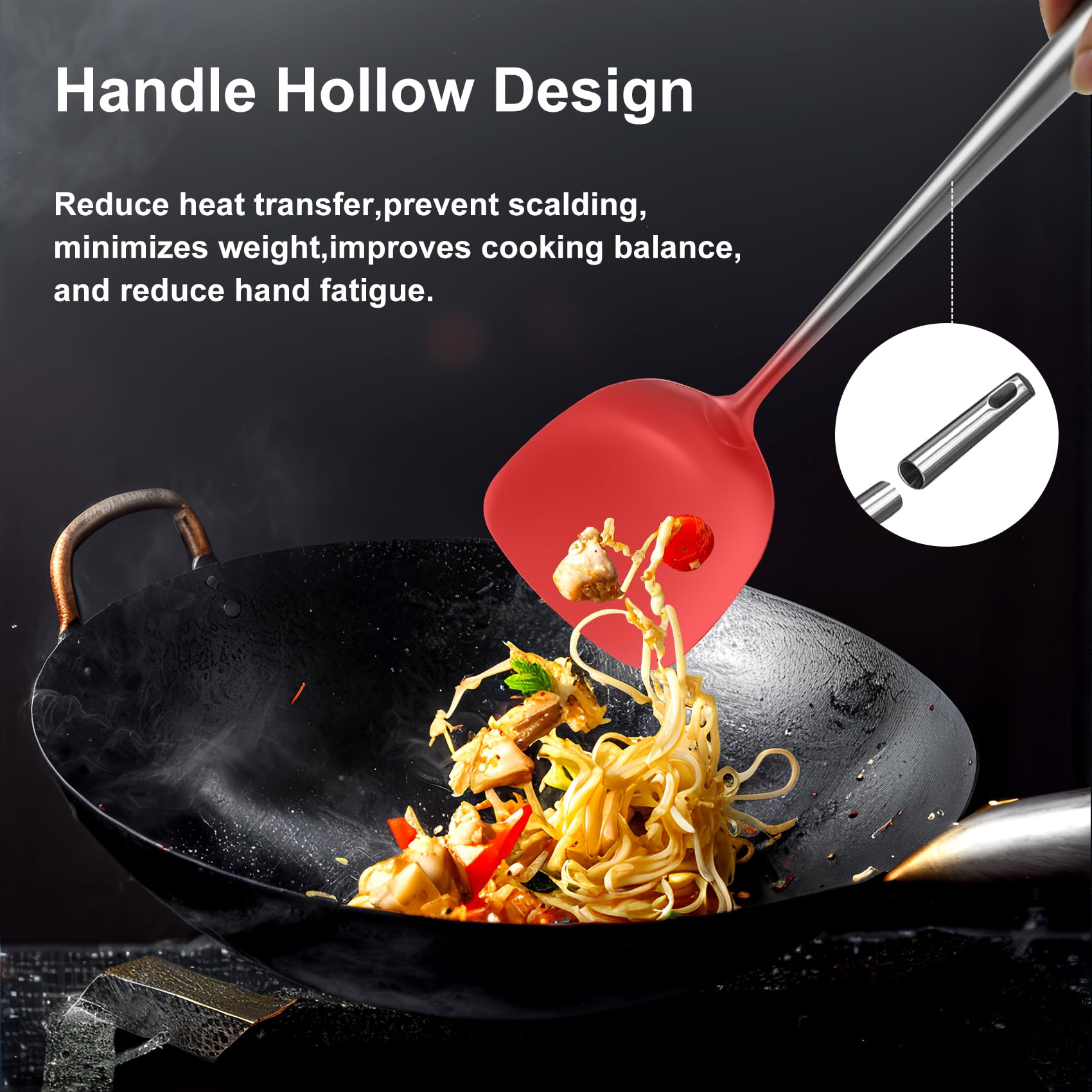 18/10 Stainless Steel Cooking Utensils Set,9 Pcs Professional All Metal Stainless Steel Kitchen Utensils Set with Wok Spatula,Soup Ladle,Skimmer,Slotted Spatula Turner, Large Spoon(Dishwasher Safe)