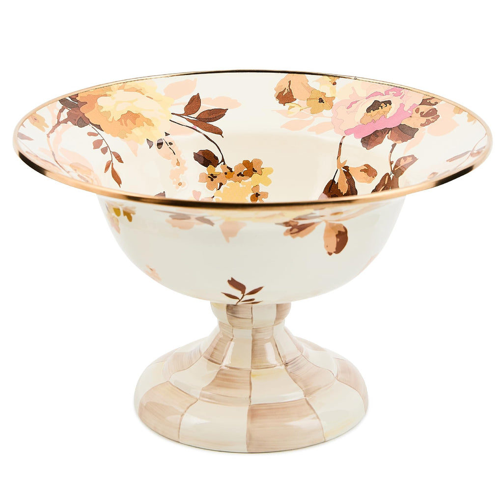 MACKENZIE-CHILDS Enamel Compote, Large, Wild Rose White