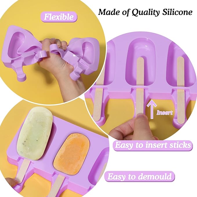 Ozera Popsicles Molds, 2 Pack Silicone Cake Pop Molds Cakesicle Maker Set
