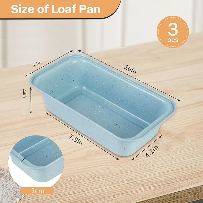 Proigtz 3-Pack Nonstick Loaf Pan, 9x4 in Nonstick Carbon Steel Bread Pans