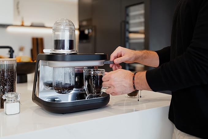 Tiger Siphonysta Siphon Coffee Maker | Single Serve Coffee Machine with Automatic Siphon Brewing | 9 Flavor Settings | Vacuum Brew Technology | Made in Japan | 10 oz | Black