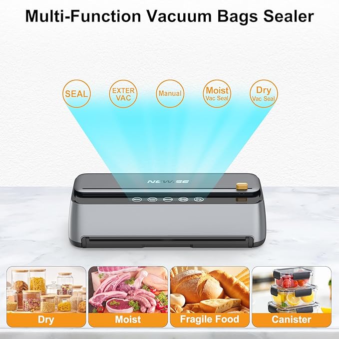 Newise Vacuum Sealer for Food, 85Kpa Food Saver Vacuum Sealer Machine