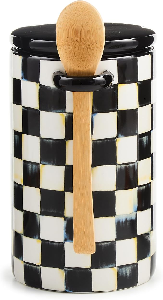 MACKENZIE-CHILDS Farmhouse Canister, Black-and-White Courtly Check