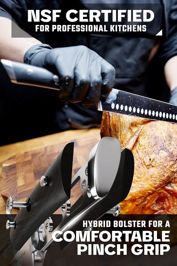 Dalstrong 12" Slicing Knife — Granton Edge, Forged German HC Steel, 56+ HRC — For BBQ Brisket, Holiday Roasts & Turkey Carving — Full-Tang G10, Sheath, Gladiator ELITE, customer support