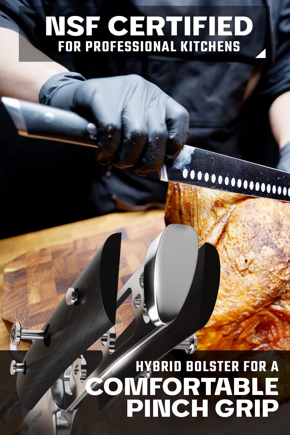 Dalstrong 12" Slicing Knife — Granton Edge, Forged German HC Steel, 56+ HRC — For BBQ Brisket, Holiday Roasts & Turkey Carving — Full-Tang G10, Sheath, Gladiator ELITE, customer support