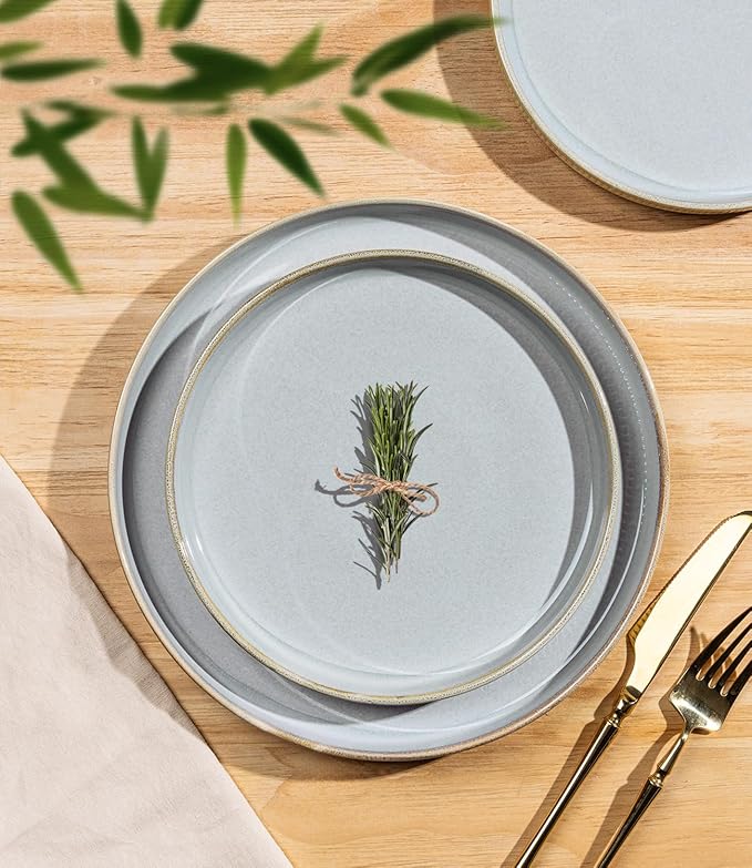 TheTerra Ceramic Dinnerware Sets for 8, 24 Pieces Plates and Bowls Set