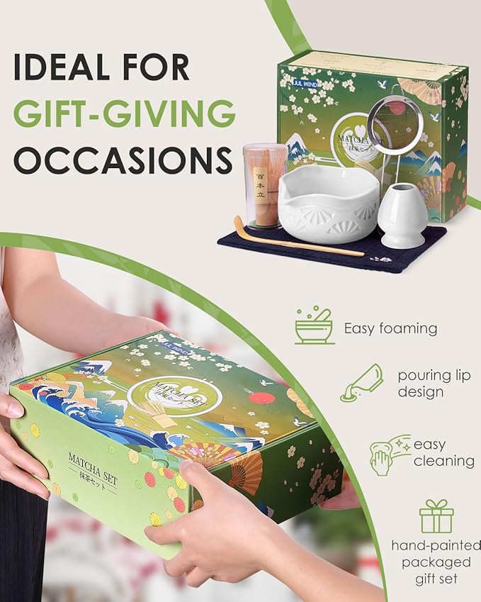 Matcha Whisk Set, Ceramic Matcha Set Includes Matcha Bowl and Matcha Whisk