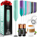 Zulay Kitchen Powerful Milk Frother AA Batteries Included – Ultra Fast Handheld Drink Mixer with Stainless Steel Whisk Stirrer for Coffee, Protein, Matcha & More, Frother Wand Electric Frothmate