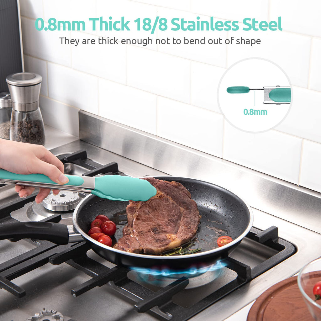 U-Taste Kitchen Tong for Cooking, 480ºF Heat-Resistant Tps, 9in/Aqua Sky